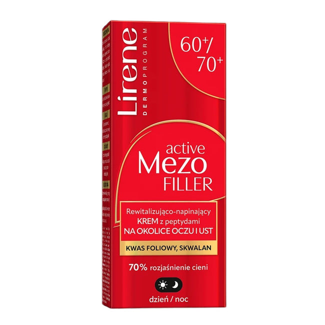 Lirene Active Mezo Filler rewitalizująco-napinający krem z peptydami na okolicę oczu i ust 60/70+ 15ml