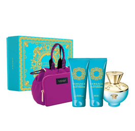 Versace Dylan Turquoise Pour Femme zestaw woda toaletowa spray 100ml + żel pod prysznic 100ml + żel do ciała 100ml + torba kosmetyczna