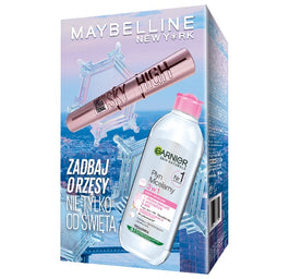 Maybelline Zestaw Lash Sensational Sky High wydłużający tusz do rzęs Black 7.2ml + Garnier płyn micelarny 3w1 400ml