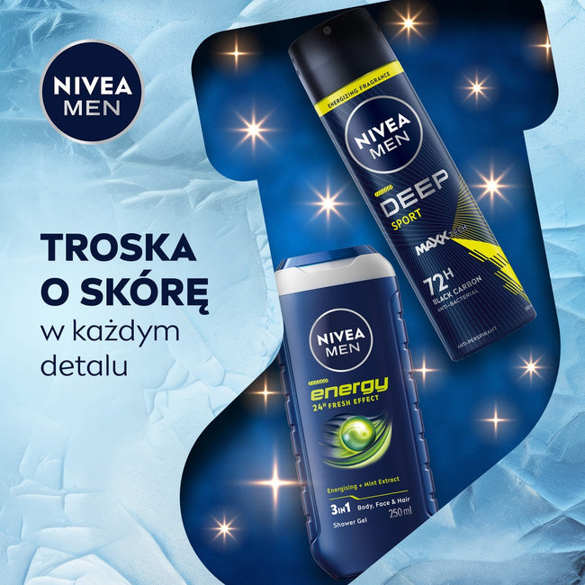 Nivea Men Energy Boost zestaw żel pod prysznic 3w1 250ml + antyperspirant w sprayu 150ml