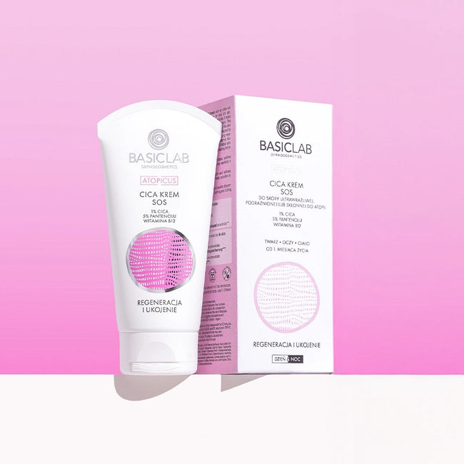 BasicLab Atopicus Cica krem SOS do skóry ultrawrażliwej podrażnionej lub skłonnej do atopii Regeneracja i Ukojenie 75ml