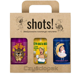 LaQ Shots! Czyściopak zestaw Jeż Anaszpan żel pod prysznic 500ml + Czym Chata Bogata żel pod prysznic 500ml + Gwiezdny Pył żel pod prysznic 500ml