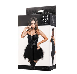 Glossy Elisia zmysłowa sukienka Black L