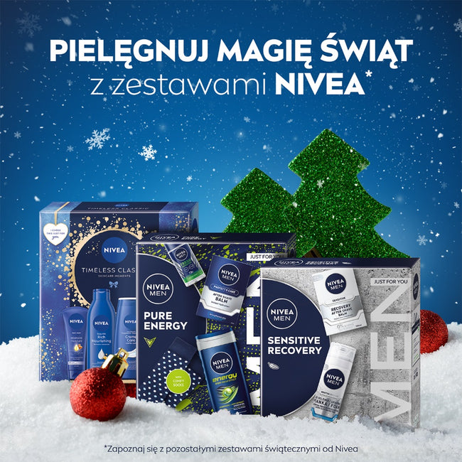 Nivea Men Sensitive Skin zestaw żel pod prysznic 3w1 250ml + łagodzący balsam po goleniu 100ml + łagodząca pianka do golenia 200ml