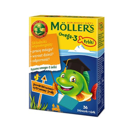 Möller's Omega-3 Rybki żelki z kwasami omega-3 i witaminą D3 dla dzieci Pomarańczowo-cytrynowe 36szt.
