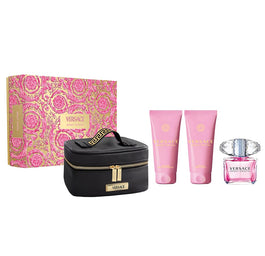 Versace Bright Crystal zestaw woda toaletowa spray 90ml + żel pod prysznic 100ml + balsam do ciała 100ml + kosmetyczka