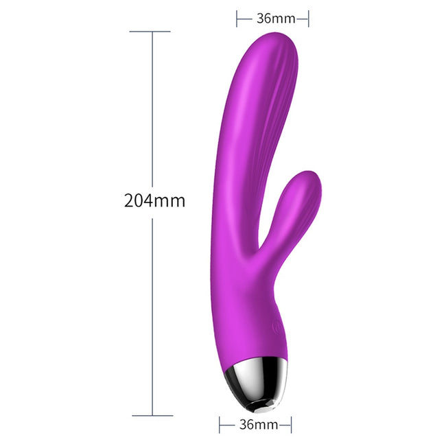 B-Series Fox Silicone Vibrator and Pulsator wibrujący i pulsujący wibrator królik z funkcją grzania Purple