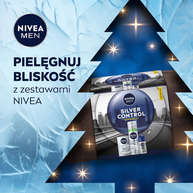 Nivea Men Silver Control zestaw pianka do golenia 200ml + balsam po goleniu 100ml + antyperspirant roll-on 50ml + kosmetyczka