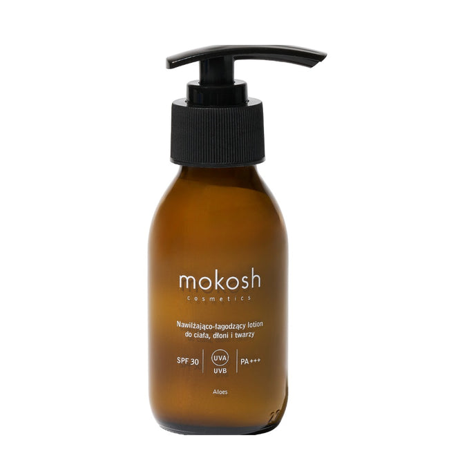 Mokosh Nawilżająco-łagodzący lotion do ciała dłoni i twarzy SPF30 Aloes 90ml