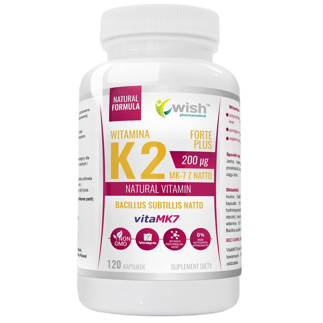 WISH Pharmaceutical Witamina K2 Forte Plus 200µg suplement diety 120 kapsułek