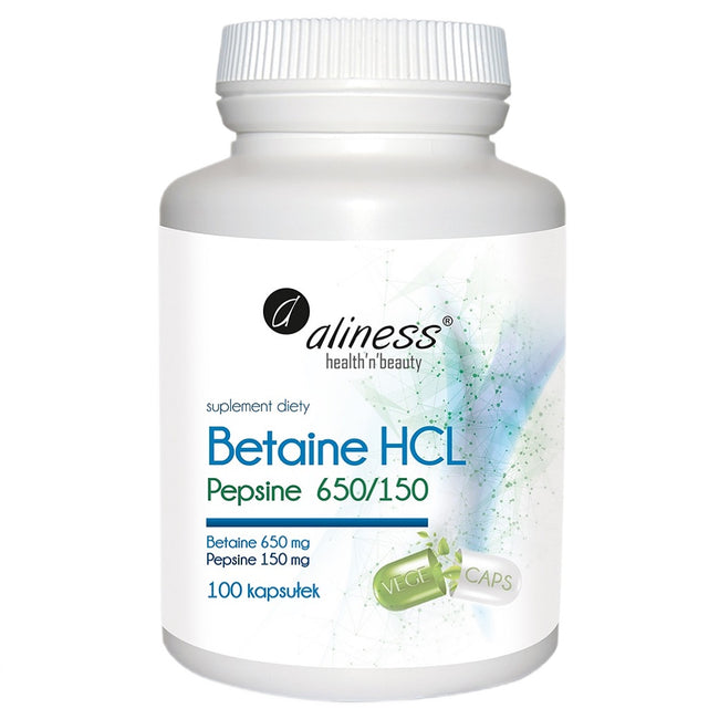Aliness Betaina HCL + Pepsyna 650/150mg suplement diety 100 kapsułek