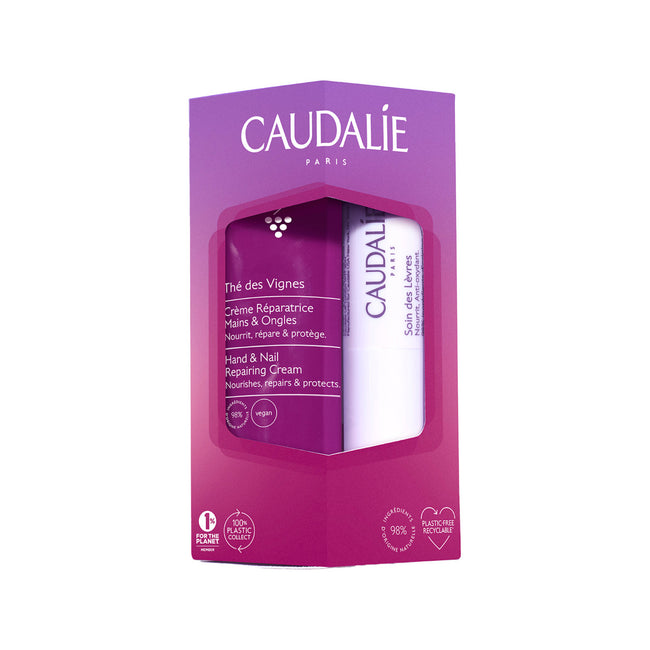 Caudalie The des Vignes zestaw krem do rąk i paznokci 30ml + nawilżająca pomadka do ust 4.5g