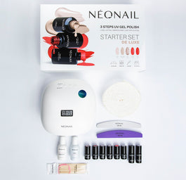 NeoNail De Luxe zestaw do hybryd: 8 lakierów + lampa LED 36W/48