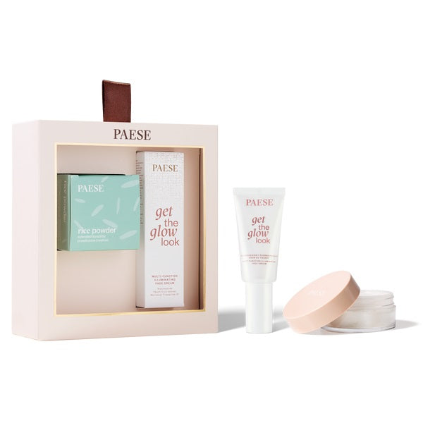 Paese All About The Base 02 zestaw rozświetlający krem do twarzy 30ml + sypki puder ryżowy 10g