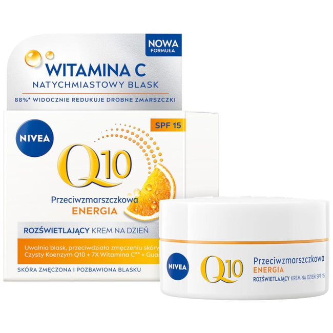 Nivea Q10 Energy zestaw rozświetlający krem na dzień 50ml + regenerujący krem na noc 50ml