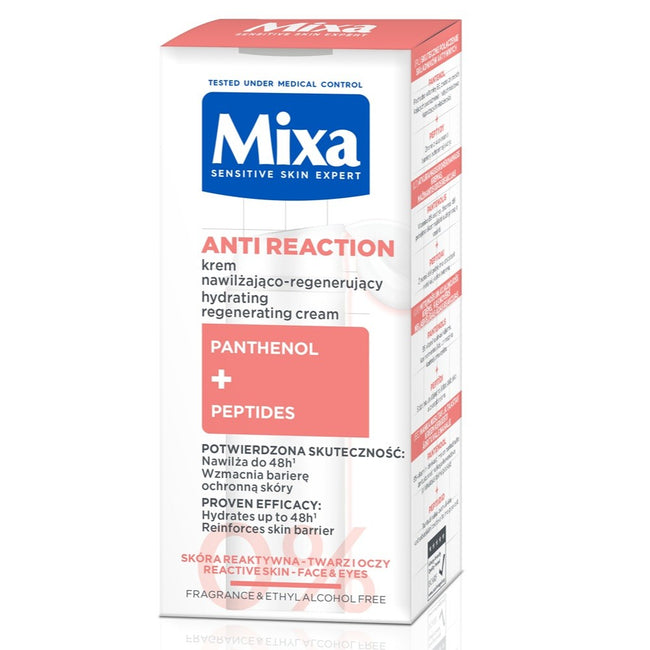 MIXA Anti Reaction nawilżająco-regenerujący krem przeciw zaczerwienieniom dla skóry reaktywnej 50ml
