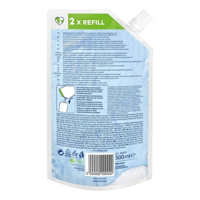 Nivea Care Soap Soft Cream mydło w płynie refill 500ml