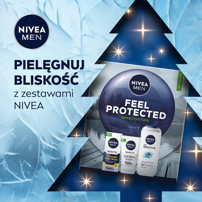 Nivea Men Feel Protected zestaw żel pod prysznic 3w1 250ml + żel do mycia twarzy 100ml + ochronny krem nawilżający SPF15 75ml