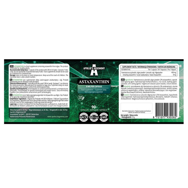 Apollo's Hegemony Astaxanthin suplement diety 90 kapsułek