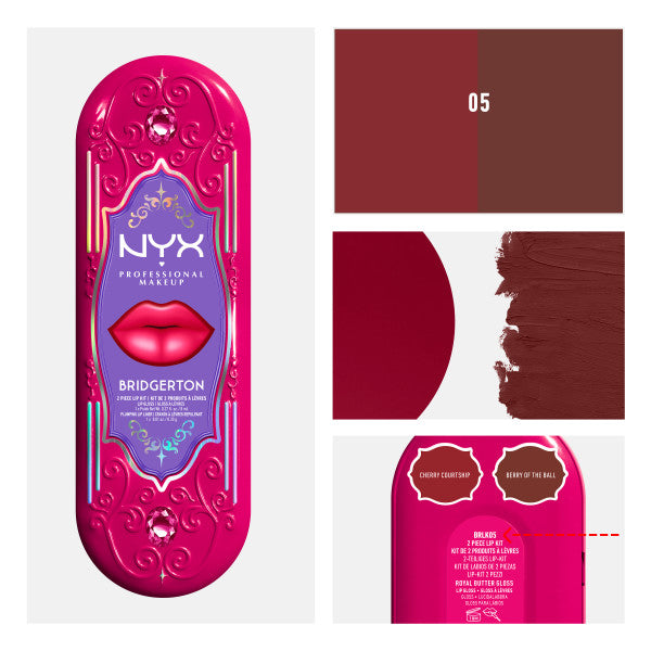 NYX Professional MakeUp Bridgerton Royal Treasures 2-Piece Lip Kit zestaw błyszczyk i konturówka 2szt.
