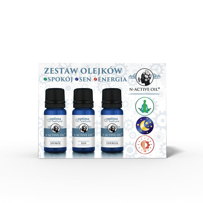 Optima Natura N-Active Oil zestaw olejków eterycznych Spokój + Sen + Energia 3x10ml