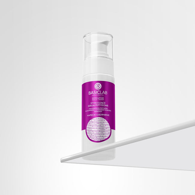 BasicLab Esteticus stymulujące serum peptydowe 15% kompleksu peptydów 5% kompleksu czynników wzrostu mikroigły Napięcie i Ujędrnienie 30ml