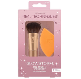 Real Techniques Glowstorm zestaw mini pędzel do blendowania + gąbka do makijażu