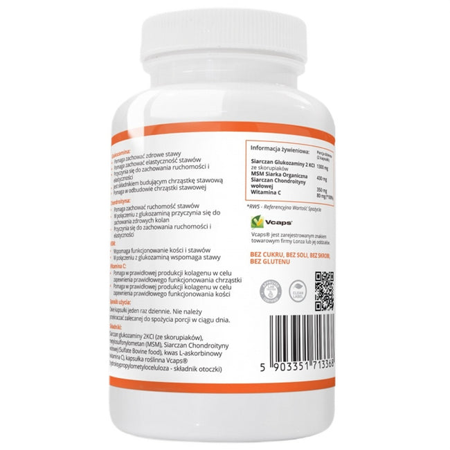 WISH Pharmaceutical Glukozamina + Chondroityna + Witamina C + MSM suplement diety 120 kapsułek
