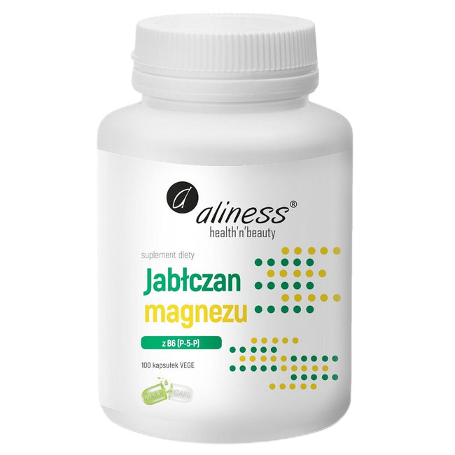 Aliness Jabłczan magnezu z B6 (P-5-P) suplement diety 100 kapsułek