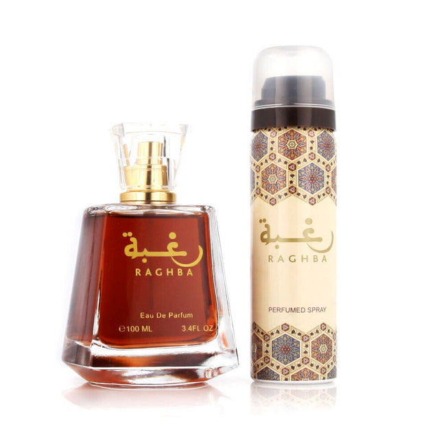 Lattafa Raghba zestaw woda perfumowana spray 100ml + dezodorant spray 50ml