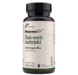 Pharmovit Żeń-szeń indyjski Ashwagandha 20:1 200mg suplement diety 90 kapsułek