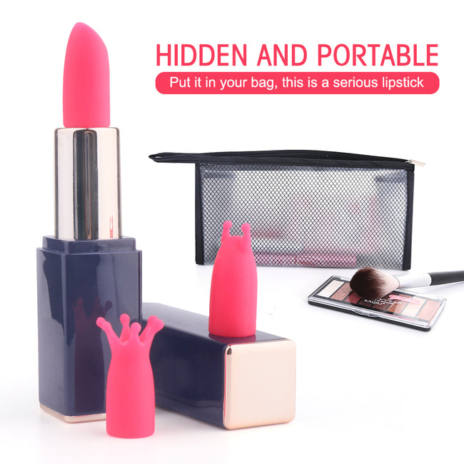 S-HANDE Lipstick dyskretny wibrator w etui z wymiennymi końcówkami z 9 trybami wibracji Black