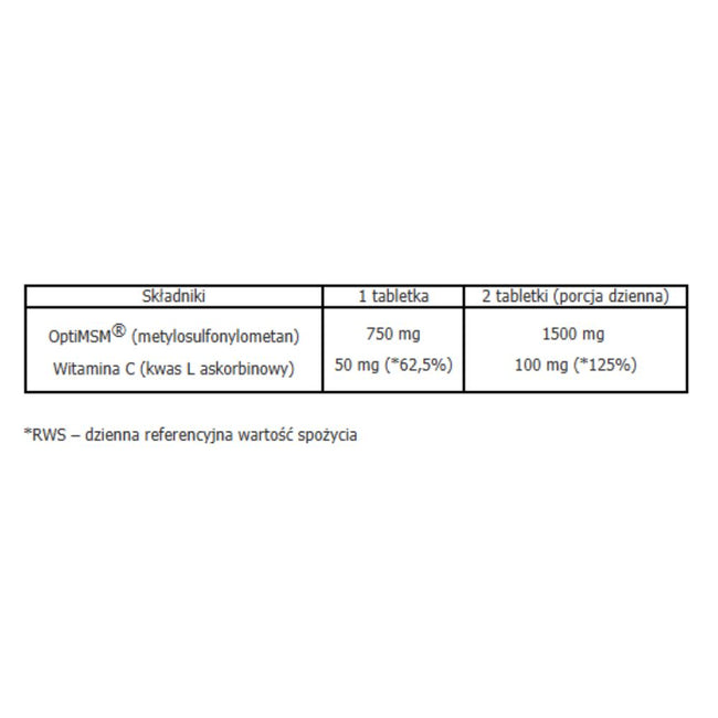 Aliness MSM Siarka Organiczna PLUS suplement diety 180 tabletek
