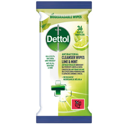 Dettol Chusteczki antybakteryjne do czyszczenia powierzchni o zapachu limonki z miętą 36szt