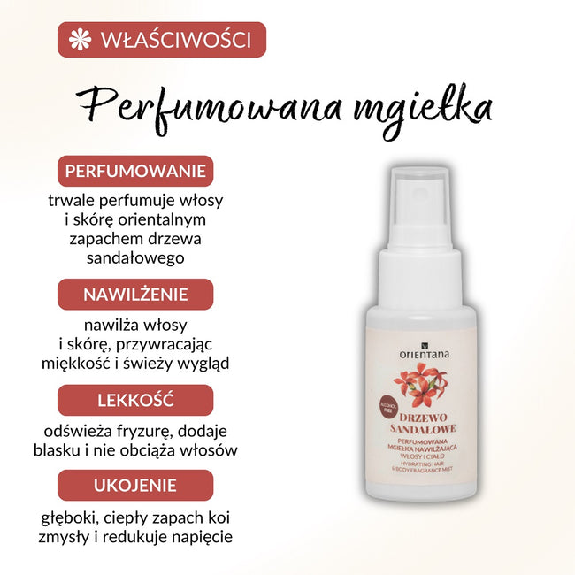 ORIENTANA Perfumowana mgiełka nawilżająca do ciała i włosów Drzewo Sandałowe 50ml