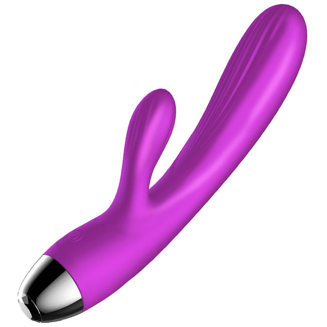 B-Series Fox Silicone Vibrator and Pulsator wibrujący i pulsujący wibrator królik z funkcją grzania Purple