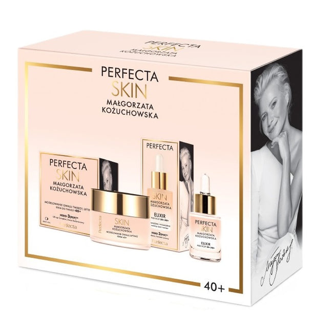 Perfecta Skin Małgorzata Kożuchowska 40+ zestaw modelująco-liftingujący krem na dzień i na noc 50ml + nawilżająco-wygładzający elixir pod oczy 15ml