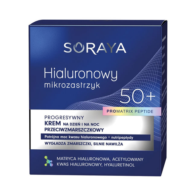 Soraya Hialuronowy mikrozastrzyk progresywny krem przeciwzmarszczkowy 50+ 50ml