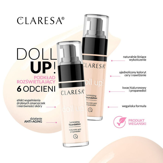 Claresa Doll Up! podkład rozświetlający do twarzy 04 Medium 34g