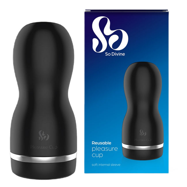 So Divine Reusable Pleasure Cup masturbator wielokrotnego użytku Black