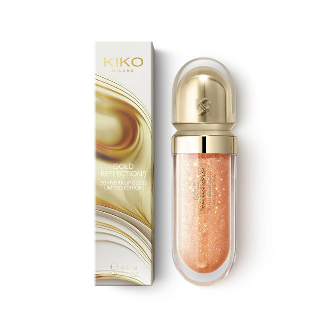 KIKO Milano Gold Reflections 3D Hydra Lip Gloss Limited Edition nawilżający błyszczyk do ust z olejkiem z marakui z efektem 3D 02 Sunny Gold 6.5ml