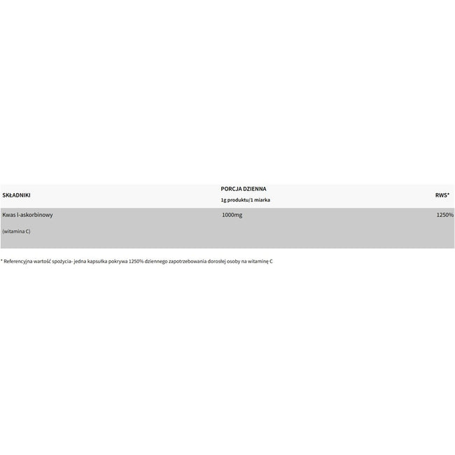 WISH Pharmaceutical Witamina C Kwas L-Askorbinowy 1000mg suplement diety 250g