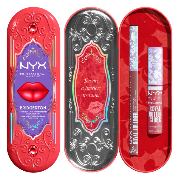NYX Professional MakeUp Bridgerton Royal Treasures 2-Piece Lip Kit zestaw błyszczyk i konturówka 2szt.