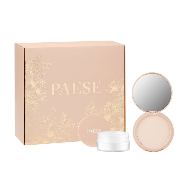 Paese Puff Cloud zestaw sypki puder pod oczy 5.3g + puder prasowany 7g