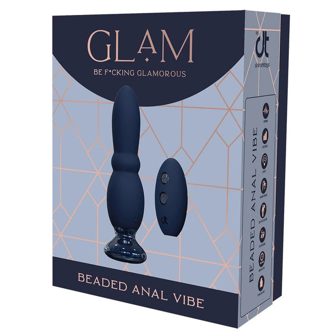 Dream Toys Glam Beaded Anal Vibe wibrujący korek analny z pilotem Granatowy