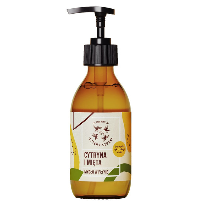 Mydlarnia Cztery Szpaki Naturalne mydło w płynie Cytryna i Mięta 300ml