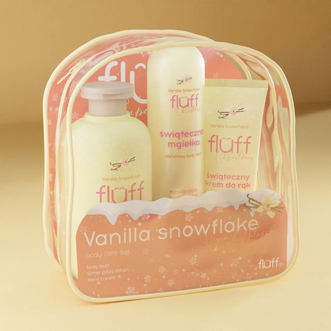 Fluff Vanilla Snowflakes zestaw balsam do ciała 200ml + mgiełka do ciała 80ml + krem do rąk 50ml