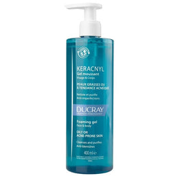 DUCRAY Keracnyl żel do mycia twarzy i ciała skóry skłonnej do trądziku 400ml