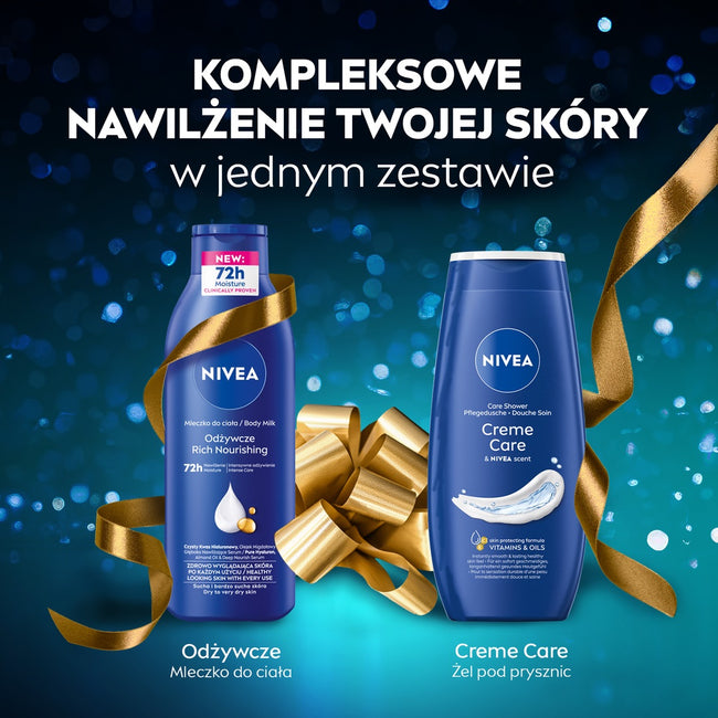 Nivea Nourishing zestaw pielęgnujący żel pod prysznic 250ml + odżywcze mleczko do ciała 250ml