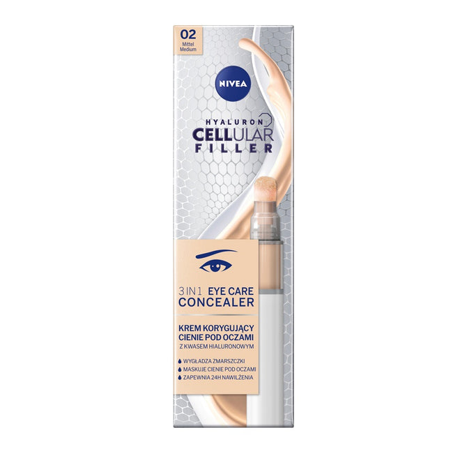 Nivea Hyaluron Cellular Filler 3In1 Eye Care Concealer krem korygujący cienie pod oczami
